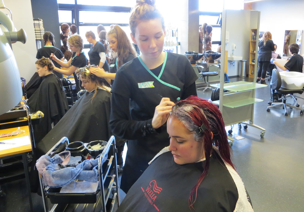 Trades Academy Students in Hairdressing course
